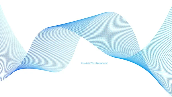 Líneas Suaves Azules Con Fondo Blanco Ilustración Ondulada Futurista Mockup — Vector de stock