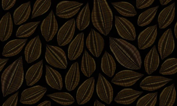 Квітковий Безшовний Візерунок Листям Розкішний Фон Стилізованого Золотистого Листя Темному — стоковий вектор