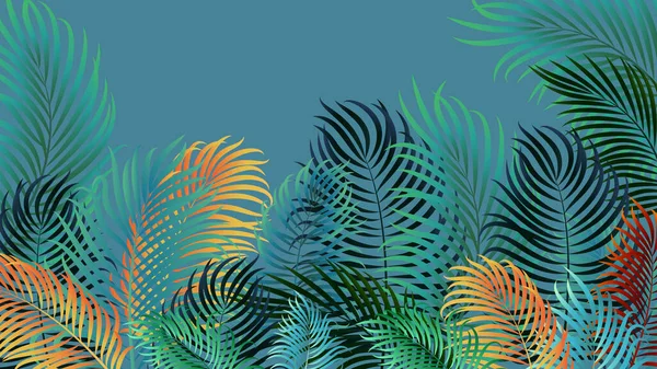 Tropischer Hintergrund Mit Hellen Stilisierten Palmblättern Vector Sommer Floralen Hintergrund — Stockvektor