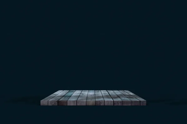 Wooden Board Podium Dark Background Place Place Object Advertising Mockup — Stock Photo, Image