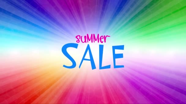 Banner Vídeo Promocional Com Inscrição Summer Sale Fundo Multicolorido Brilhante — Vídeo de Stock