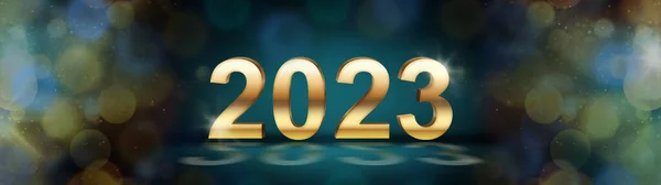 Nieuwjaar 2023 Achtergrond Wenskaart Nieuwjaarsbanner Voor Site Header Gouden Cijfers — Stockfoto