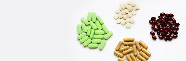 Vitamins Supplements Light Background Banner Website Medical Institution Laboratory Pharmacology — Stock Photo, Image