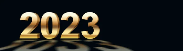 Χρυσοί Αριθμοί 2023 Μαύρο Φόντο Πανό Εορταστικής Αντίθεσης Για Νέο — Φωτογραφία Αρχείου