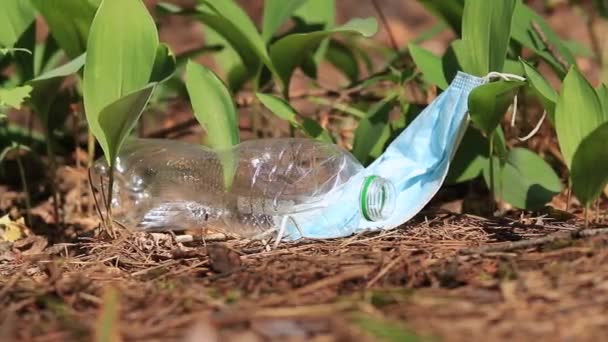 Yazın Ormanda Çöp Toplama Bir Gönüllü Yerden Nesneler Topluyor Çevreyi — Stok video