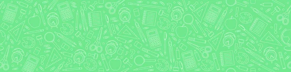 School Green Background Seamless Background Drawings Various School Subjects Vector — Stockvektor