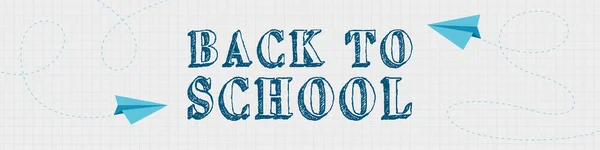 Back School Vector Background School Notebook Inscription Center Website Banner — Vetor de Stock