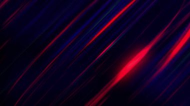 Abstract colored background with glowing moving lines in red and blue. Dark background with bright elements. Video animation with glow