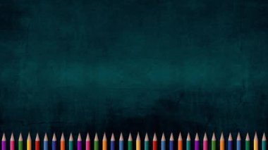 Back to school Background. A set of colored pencils retractable against the background of the chalkboard. Animation on the theme of school, office, training or business