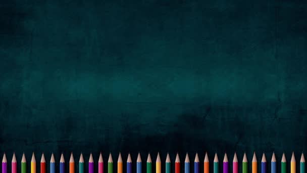 Back School Background Set Colored Pencils Retractable Background Chalkboard Animation — Vídeo de Stock