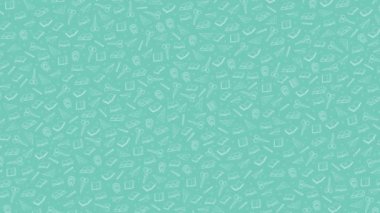 School moving drawing cartoon background. Hand drawn outline illustrations of contour subjects on a blue background. Animation Back to school