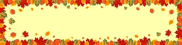 Banner Website Header Autumn Leaves Empty Space Entering Information Vector — Stockvektor