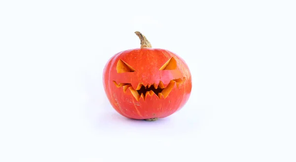 Κολοκύθα Αποκριών Απομονωμένη Λευκό Φόντο Ώριμη Πορτοκαλί Κολοκύθα Για Halloween — Φωτογραφία Αρχείου