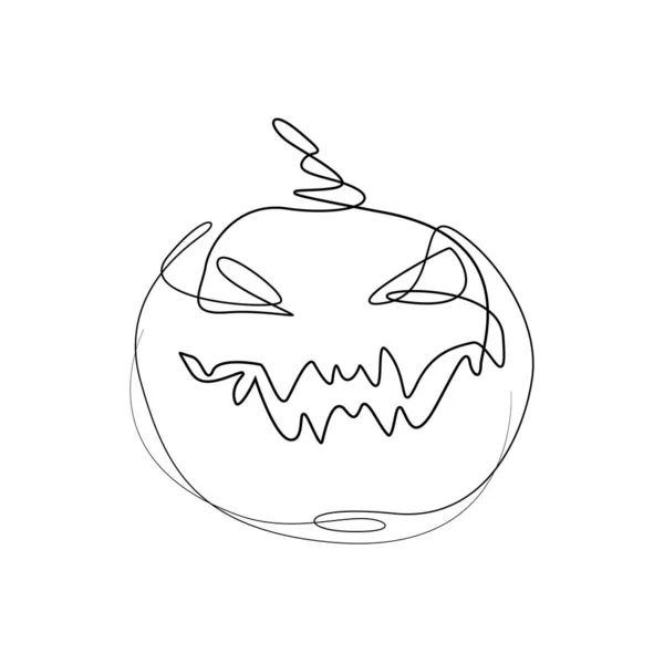 Halloween Pumpkin Drawing One Line White Background Stylized Image Pumpkin — Stock Vector