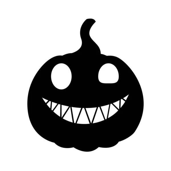 Czarna Sylwetka Halloween Dyni Strasznym Zęba Uśmiechnięta Twarz Wektor Ilustracji — Wektor stockowy
