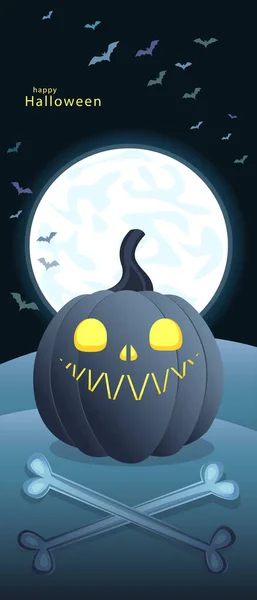 Frohes Halloween Vector Cartoon Illustration Mit Einem Kürbis Mit Einem — Stockvektor