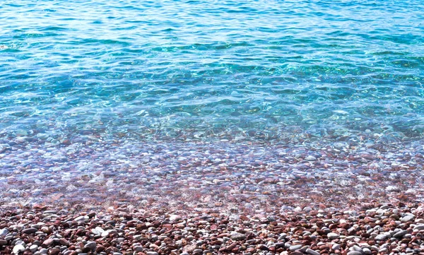 Beautiful Blue Sea Pebble Beach Natural Background Selective Focus — Stock Photo, Image