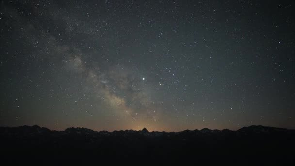 Mléčná Dráha Hvězdy Noční Obloze Čas Vypršel Video Hvězdnaté Oblohy — Stock video