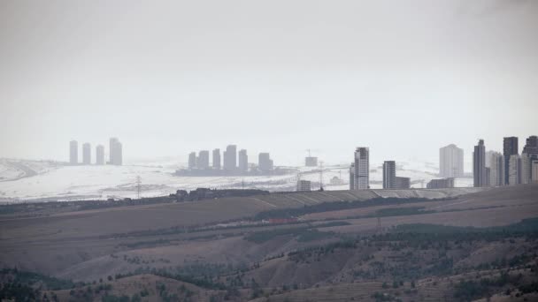 7680X4320 4320P Nuovi Insediamenti Moderni Margini Della Città Paesaggio Invernale — Video Stock