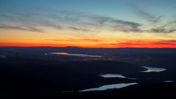 7680X4320 Tramonto Serale Transizione Dal Giorno Alla Notte Lago Fiume — Video Stock