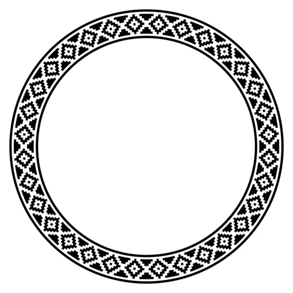 阿兹特克帧 有部落图案的黑色圆框 病媒说明 边界模板 — 图库矢量图片