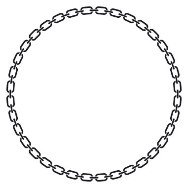 Soyut zincir yuvarlak çerçeve. Beyaz zemin üzerinde zincirleme desenler olan siyah çerçeve. Zincir tasarım elementi. Kenarlık şablonu.