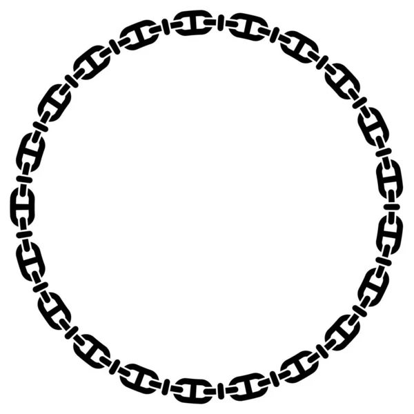 Abstraktní Kruhový Rám Černý Kruh Rámy Řetězy Vzory Izolované Bílém — Stockový vektor