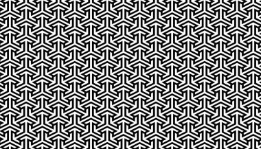 Siyah ve beyaz labirent deseni. Modern kumaş dokusu. Geometrik tek renkli ok arkaplanı