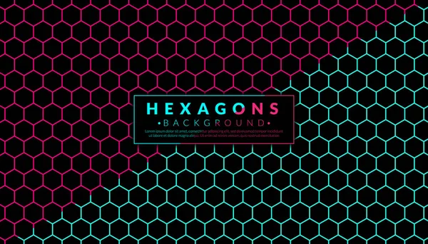 Abstract Pink Blue Hexagon Pattern Modern Honeycomb Background Cyberpunk Geometric — Stock Vector