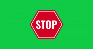 El işareti animasyonunu durdurun. Animasyonlu giriş işareti yok. Yeşil ekran arka planı. 4k çözümü.