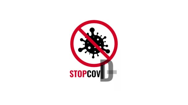 Stoppa Coronavirus Tecknet Animation Skyddar Mot Infektion Resolution — Stockvideo