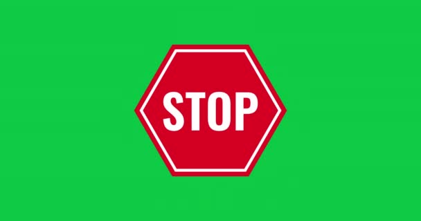 Stop Handzeichen Animation Kein Einfahrtsschild Mit Animation Grüner Hintergrund Auflösung — Stockvideo