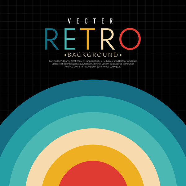 Abstract minimalist retro background with circle stripe elements. Retro background lines 70s. Vector illustration.