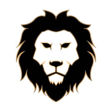 Altın çizgileri olan zarif bir aslan kafası. Vektör İllüstrasyonu