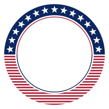 Yuvarlak çerçeveli Amerikan bayrağı. Bağımsızlık Günü ABD konsepti. Yıldız simgesi logosu sembolü. Vektör İllüstrasyonu.