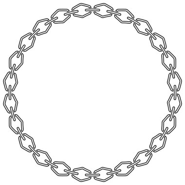 Zincirli yuvarlak çerçeve. Siyah kolye deseni. Vektör illüstrasyonu.
