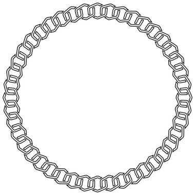 Zincirli yuvarlak çerçeve. Siyah kolye deseni. Vektör illüstrasyonu.