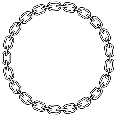Zincirli yuvarlak çerçeve. Siyah kolye deseni. Vektör illüstrasyonu.