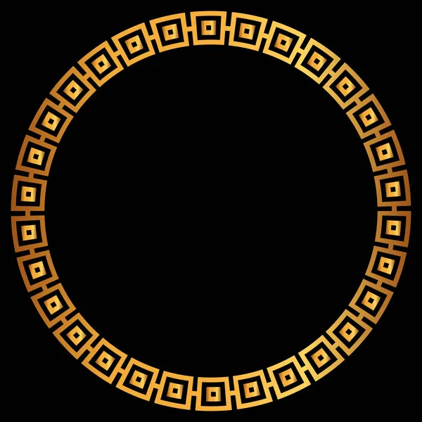 Golden Greek Frame Golden Circle Frames Traditional Patterns Isolated Black — Stockfoto