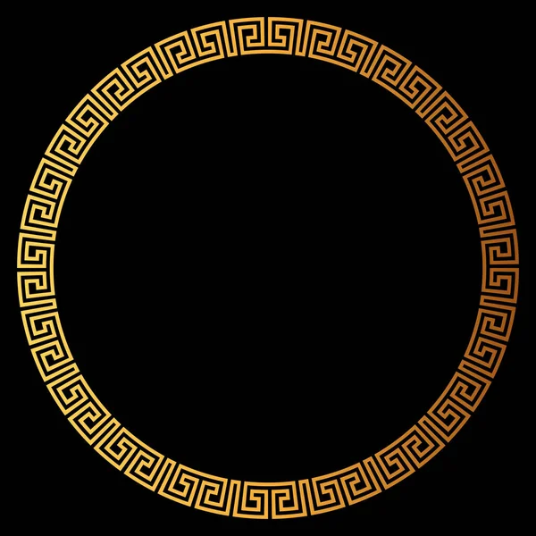 Golden Greek Frame Golden Circle Frames Traditional Patterns Isolated Black — Stok fotoğraf