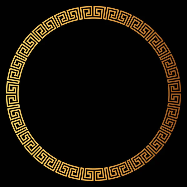 Golden Greek Frame Golden Circle Frames Traditional Patterns Isolated Black — Zdjęcie stockowe