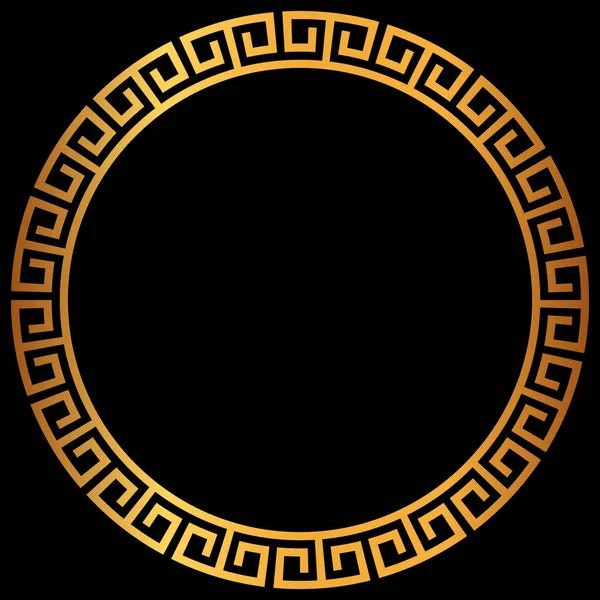 Golden Greek Frame Golden Circle Frames Traditional Patterns Isolated Black —  Fotos de Stock