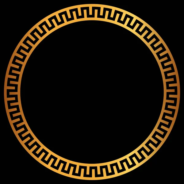 Golden Greek Frame Golden Circle Frames Traditional Patterns Isolated Black — Fotografia de Stock