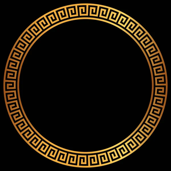 Golden Greek Frame Golden Circle Frames Traditional Patterns Isolated Black — Foto Stock