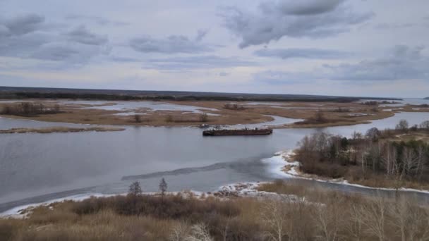 Navire Abandonné Épillets Congelés Lac — Video
