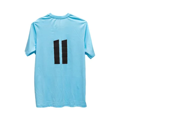 Shirt Hellblaue Farbe Mit Der Nummer Isoliert Auf Weißem Hintergrund — Stockfoto