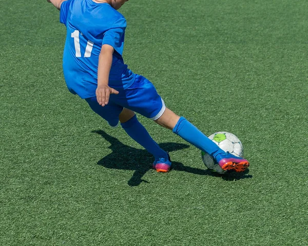 Çocuk Futbolu Kızlar Erkekler Için Aktif Futbol Rekabet Güzel Dinamik — Stok fotoğraf