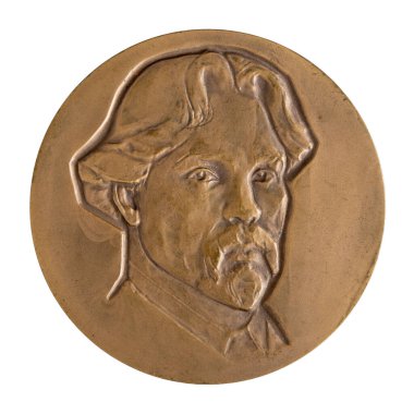 Ulyanovsk, Rusya - 28 Ağustos 2021: Ünlü Rus ressam Vasily Ivanovich Surikov 'un yıldönümü madalyası