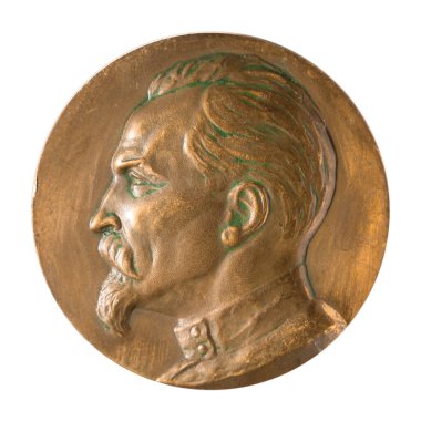 Ulyanovsk, Rusya - 09 Ocak 2022: Jubilee madalyası büyük masaüstü madalyonu ünlü Rus ve Polonyalı devrimci, KGB 'nin Sovyet kurucusu Felix Edmundovich Dzerzhinsky.