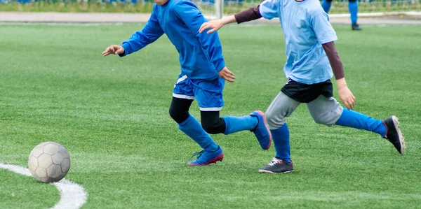 Football Pour Enfants Moment Football Intéressant Match Entraînement Lutte Active — Photo